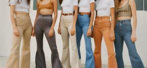 Set the tone with a captivating image showcasing diverse 90s bell-bottom styles